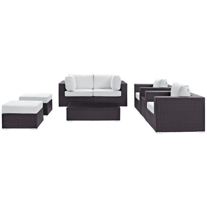 Convene 8 Piece Outdoor Patio Sectional Set - Espresso White