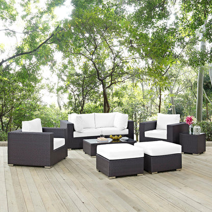 Convene 8 Piece Outdoor Patio Sectional Set - Espresso White