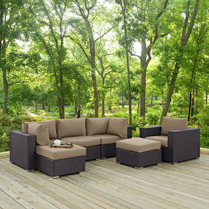 Convene 6 Piece Outdoor Patio Sectional Set - Espresso Mocha