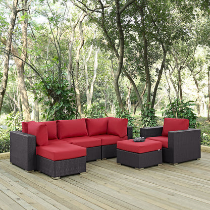 Convene 6 Piece Outdoor Patio Sectional Set - Espresso Red