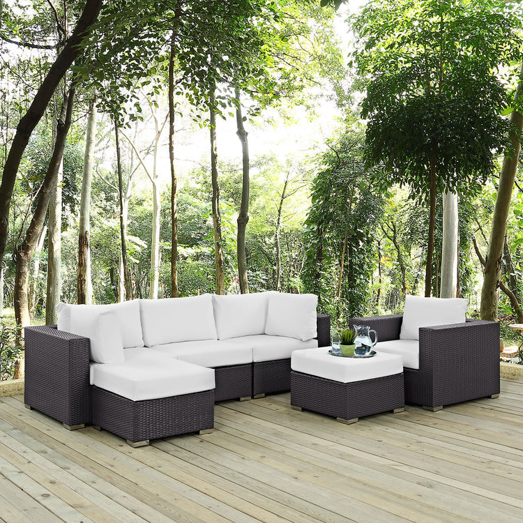 Convene 6 Piece Outdoor Patio Sectional Set - Espresso White
