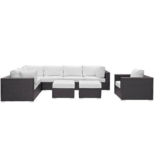 Convene 9 Piece Outdoor Patio Sectional Set - Espresso White