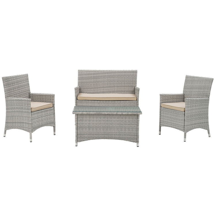 Bridge 4 Piece Outdoor Patio Patio Conversation Set - Light Gray Beige