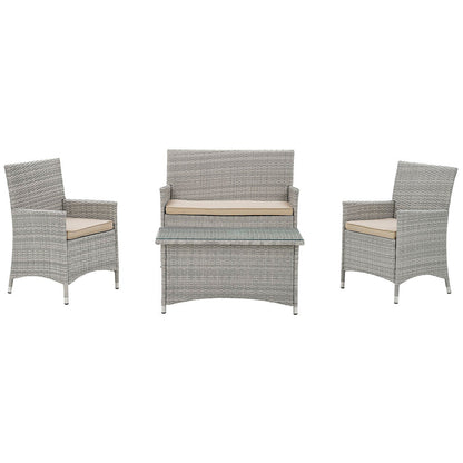 Bridge 4 Piece Outdoor Patio Patio Conversation Set - Light Gray Beige