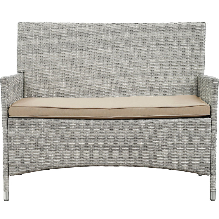 Bridge 4 Piece Outdoor Patio Patio Conversation Set - Light Gray Beige