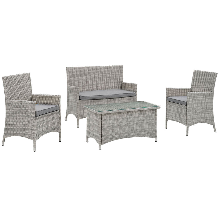 Bridge 4 Piece Outdoor Patio Patio Conversation Set - Light Gray Gray