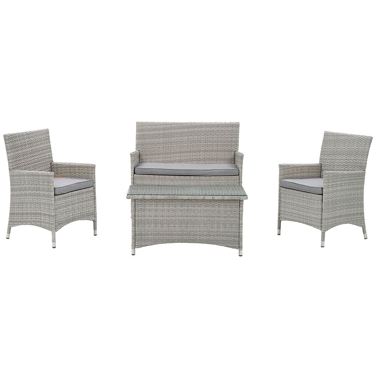 Bridge 4 Piece Outdoor Patio Patio Conversation Set - Light Gray Gray