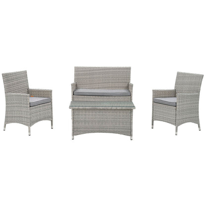 Bridge 4 Piece Outdoor Patio Patio Conversation Set - Light Gray Gray