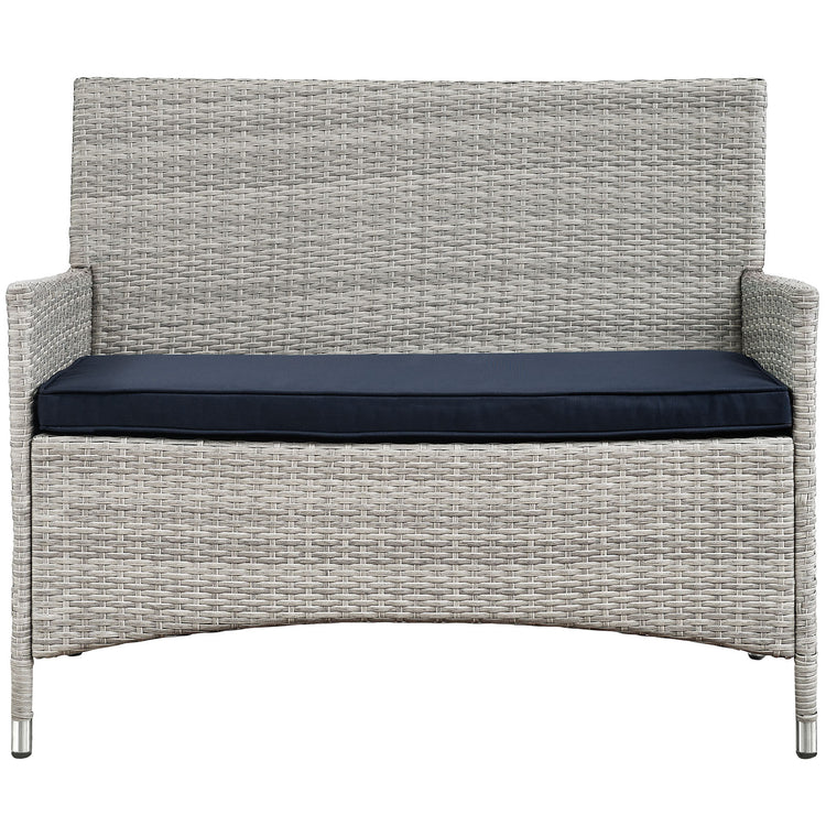Bridge 4 Piece Outdoor Patio Patio Conversation Set - Light Gray Navy
