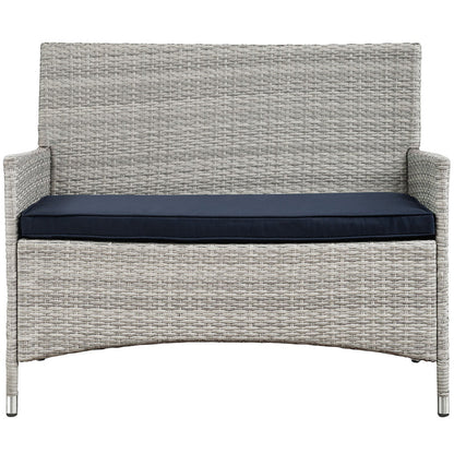 Bridge 4 Piece Outdoor Patio Patio Conversation Set - Light Gray Navy