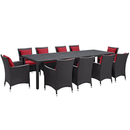 Convene 11 Piece Outdoor Dining Set - Espresso Red