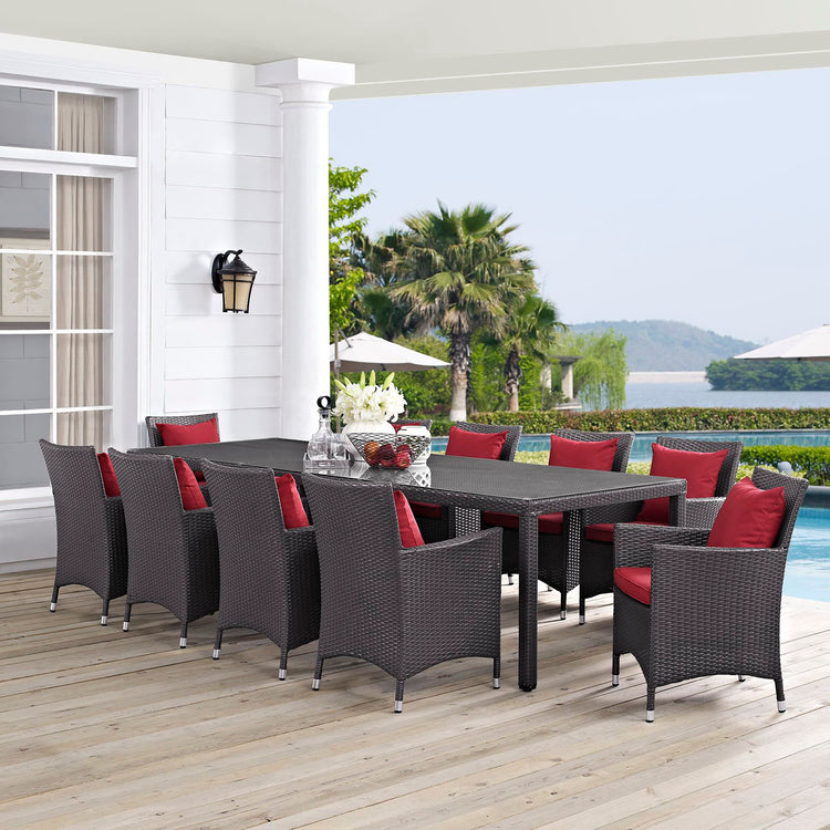 Convene 11 Piece Outdoor Dining Set - Espresso Red