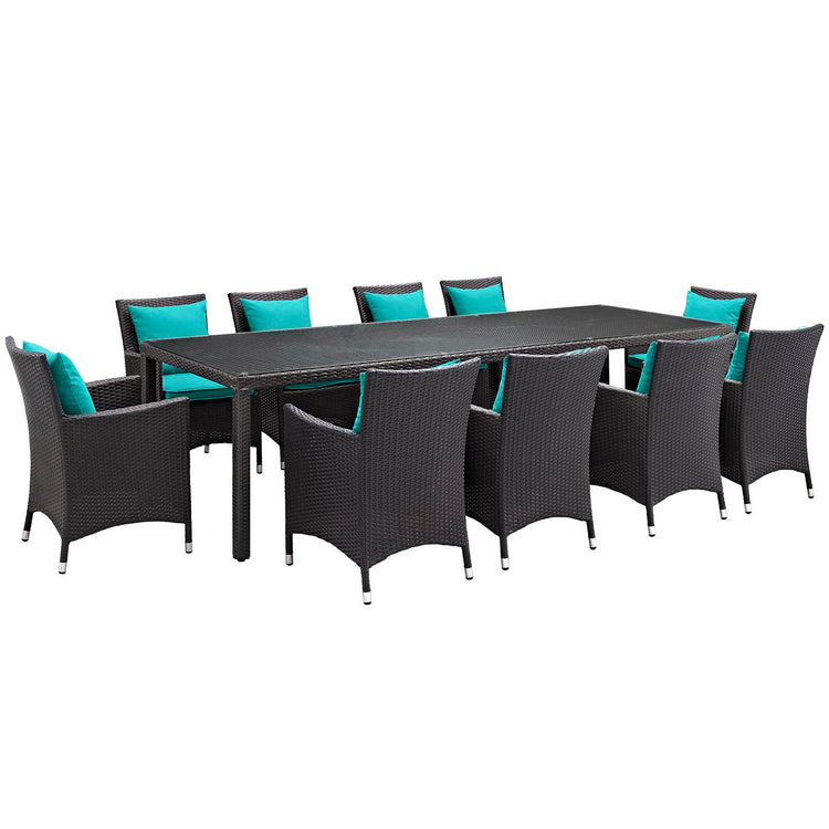 Convene 11 Piece Outdoor Dining Set - Espresso Turquoise