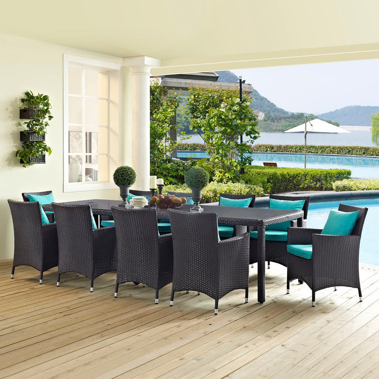 Convene 11 Piece Outdoor Dining Set - Espresso Turquoise