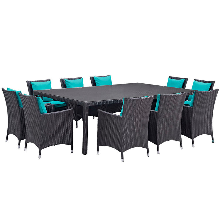 Convene 11 Piece Outdoor Dining Set - Espresso Turquoise