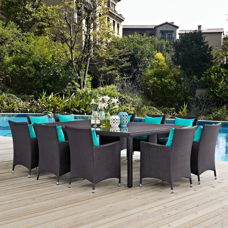 Convene 11 Piece Outdoor Dining Set - Espresso Turquoise