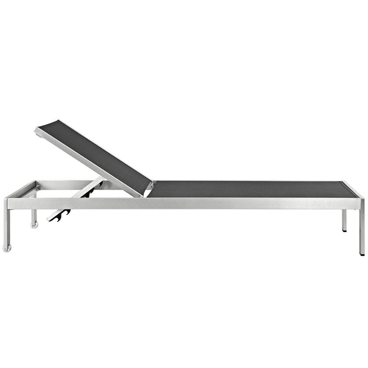Shore Outdoor Patio Aluminum Mesh Chaise - Silver Black