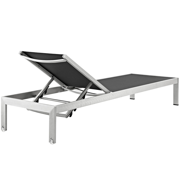 Shore Outdoor Patio Aluminum Mesh Chaise - Silver Black