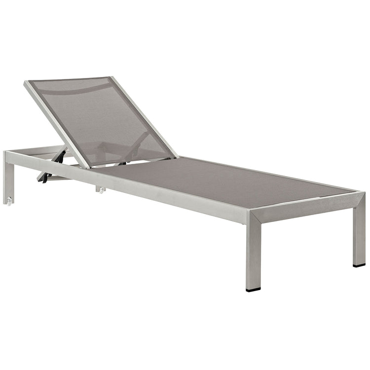 Shore Outdoor Patio Aluminum Mesh Chaise - Silver Gray