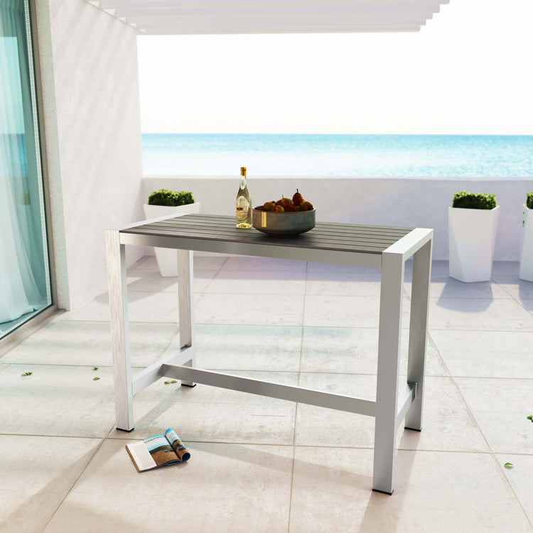 Shore Outdoor Patio Aluminum Rectangle Bar Table - Default Title