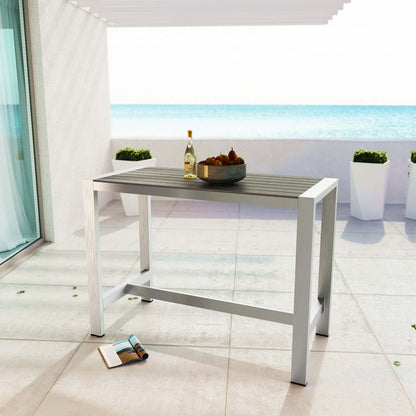 Shore Outdoor Patio Aluminum Rectangle Bar Table - Default Title