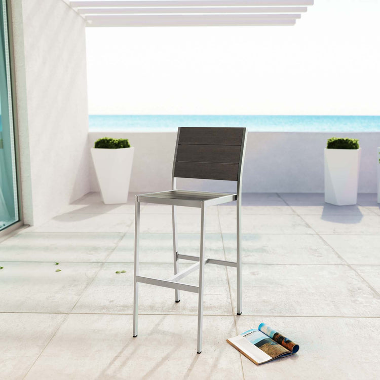 Shore Outdoor Patio Aluminum Armless Bar Stool - Default Title