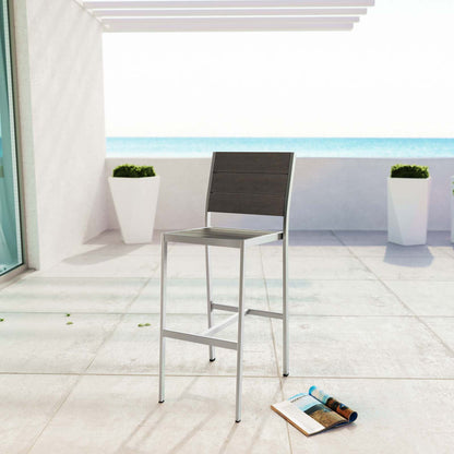 Shore Outdoor Patio Aluminum Armless Bar Stool - Default Title