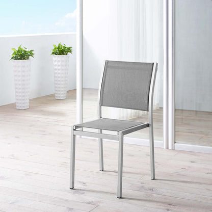 Shore Outdoor Patio Aluminum Side Chair - Silver Gray