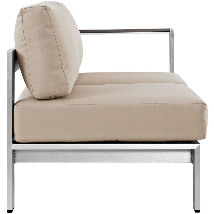 Shore Right-Arm Corner Sectional Outdoor Patio Aluminum Loveseat - Silver Beige