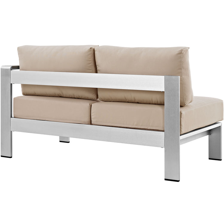 Shore Right-Arm Corner Sectional Outdoor Patio Aluminum Loveseat - Silver Beige