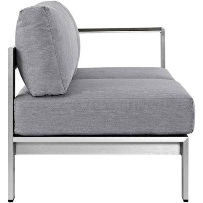 Shore Right-Arm Corner Sectional Outdoor Patio Aluminum Loveseat - Silver Gray