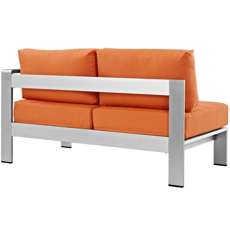 Shore Right-Arm Corner Sectional Outdoor Patio Aluminum Loveseat - Silver Orange