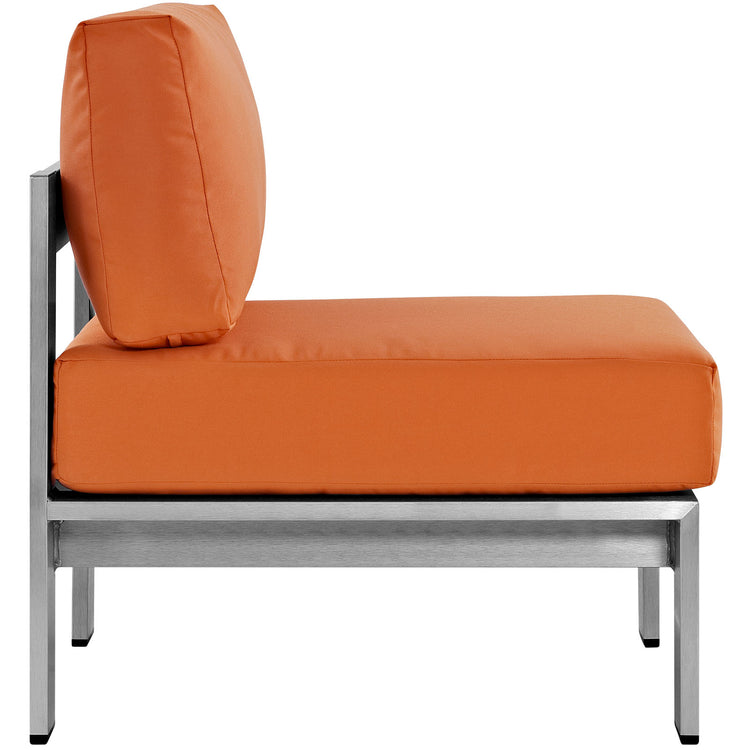 Shore Armless Outdoor Patio Aluminum Chair - Silver Orange