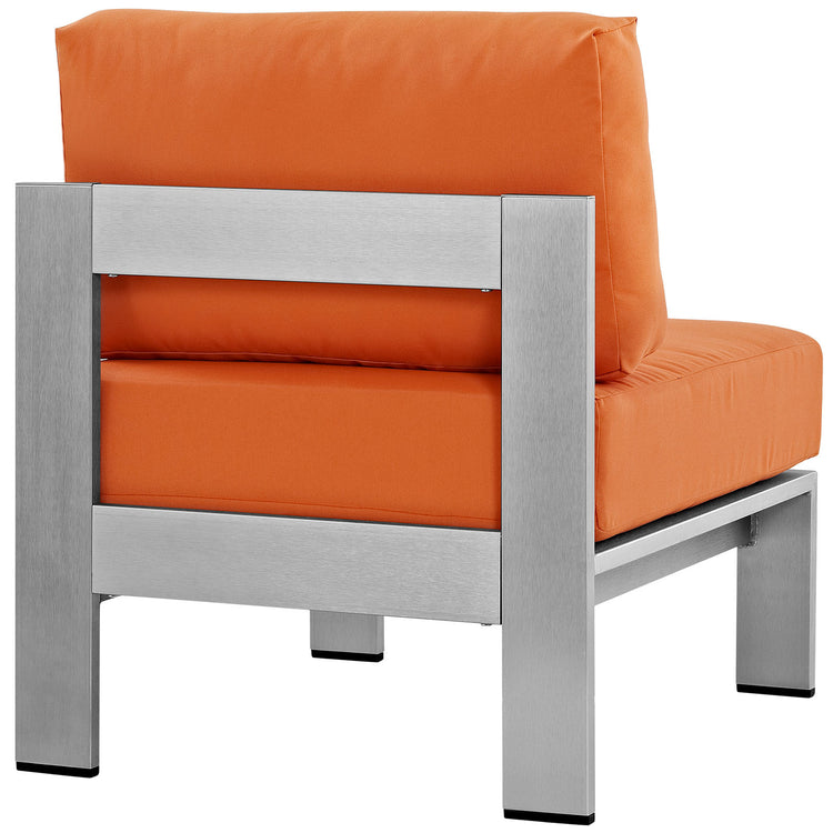 Shore Armless Outdoor Patio Aluminum Chair - Silver Orange