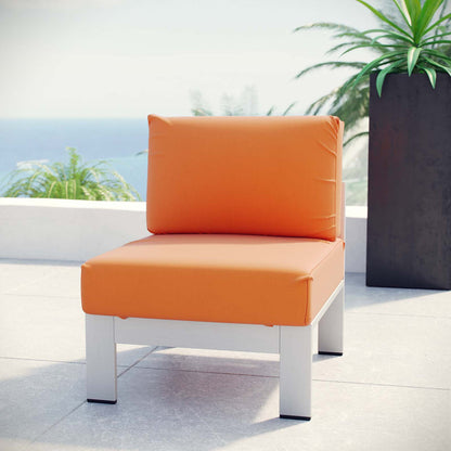 Shore Armless Outdoor Patio Aluminum Chair - Silver Orange