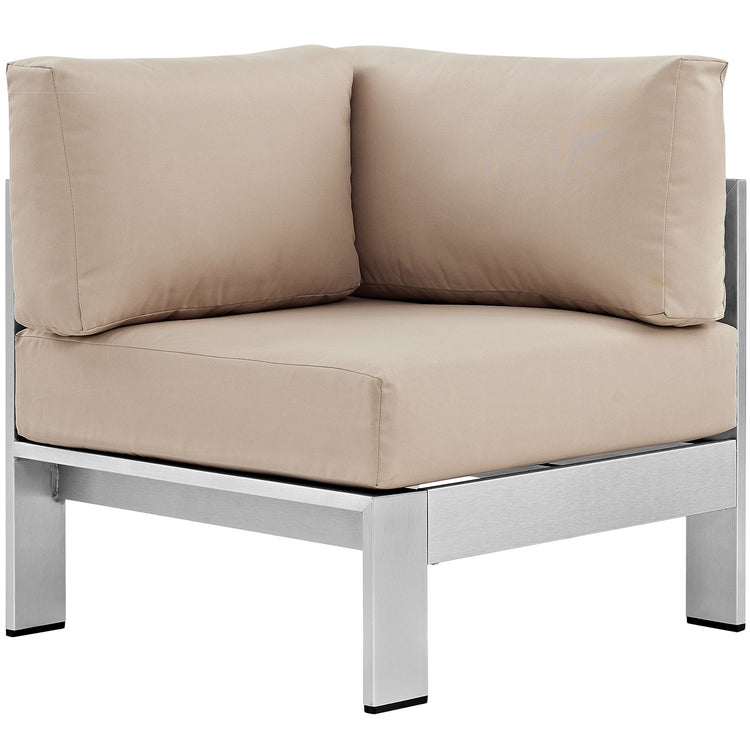 Shore Outdoor Patio Aluminum Corner Sofa - Silver Beige