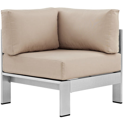 Shore Outdoor Patio Aluminum Corner Sofa - Silver Beige
