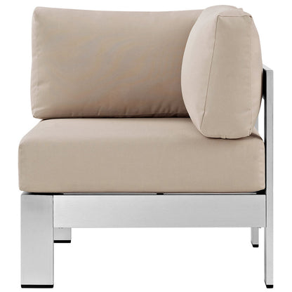 Shore Outdoor Patio Aluminum Corner Sofa - Silver Beige