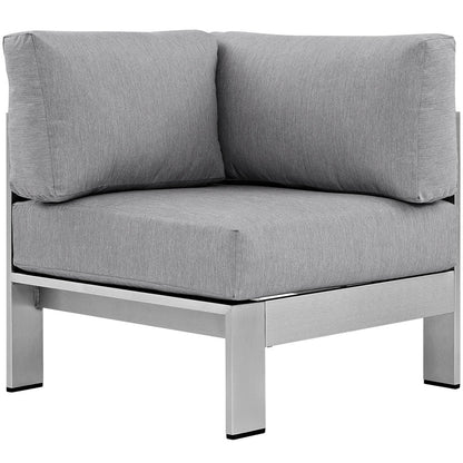 Shore Outdoor Patio Aluminum Corner Sofa - Silver Gray