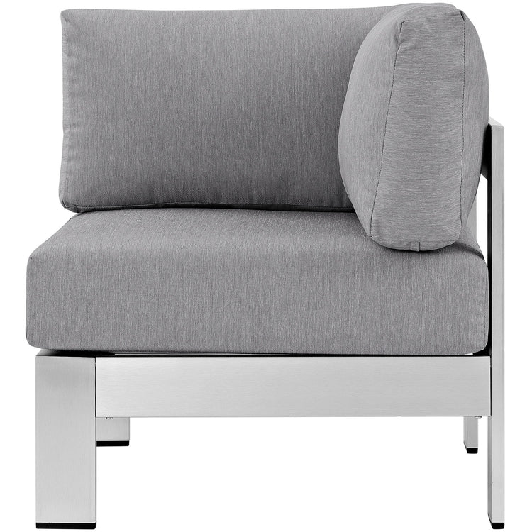 Shore Outdoor Patio Aluminum Corner Sofa - Silver Gray