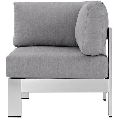 Shore Outdoor Patio Aluminum Corner Sofa - Silver Gray