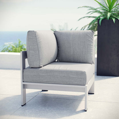 Shore Outdoor Patio Aluminum Corner Sofa - Silver Gray