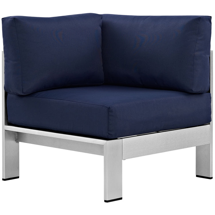 Shore Outdoor Patio Aluminum Corner Sofa - Silver Navy