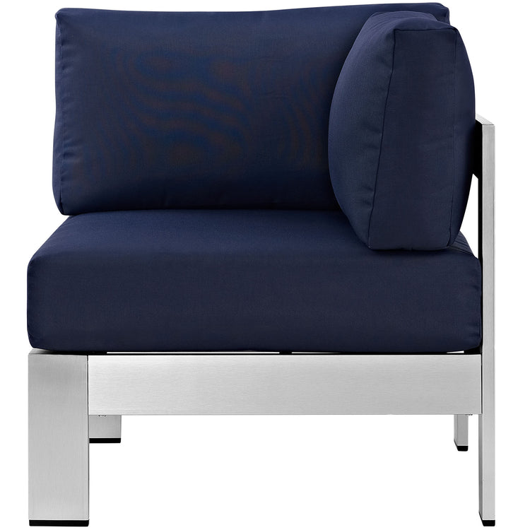 Shore Outdoor Patio Aluminum Corner Sofa - Silver Navy