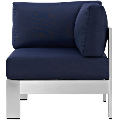 Shore Outdoor Patio Aluminum Corner Sofa - Silver Navy