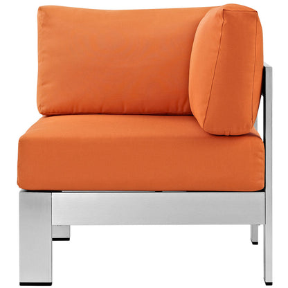 Shore Outdoor Patio Aluminum Corner Sofa - Silver Orange