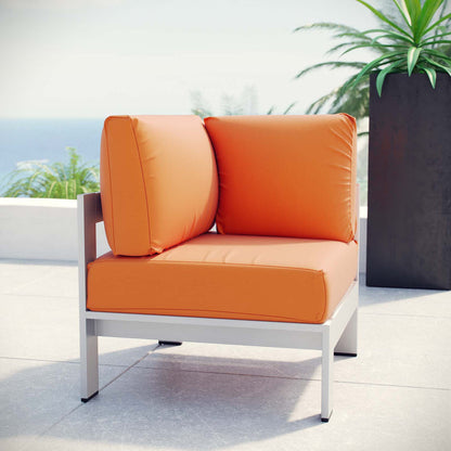 Shore Outdoor Patio Aluminum Corner Sofa - Silver Orange