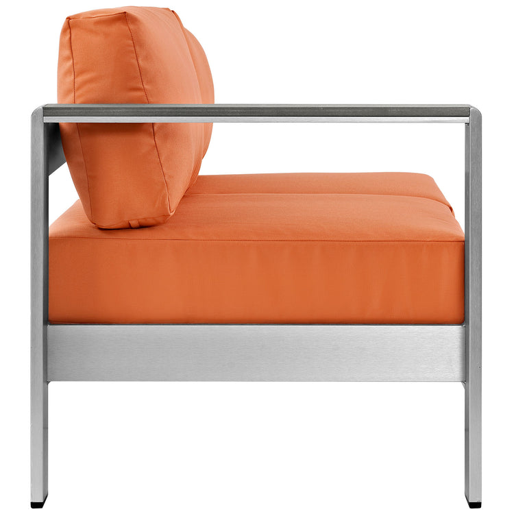 Shore Left-Arm Corner Sectional Outdoor Patio Aluminum Loveseat - Silver Orange