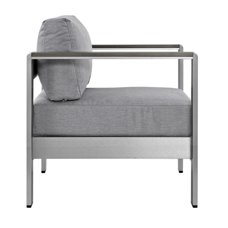 Shore Outdoor Patio Aluminum Armchair - Silver Gray