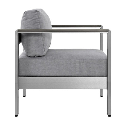 Shore Outdoor Patio Aluminum Armchair - Silver Gray